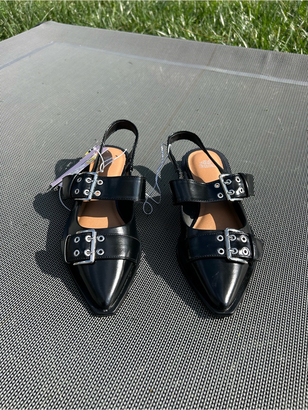 Size 7 Peyton Double Buckle black Slingback Flats by wild fable alt alternative - Picture 1 of 10